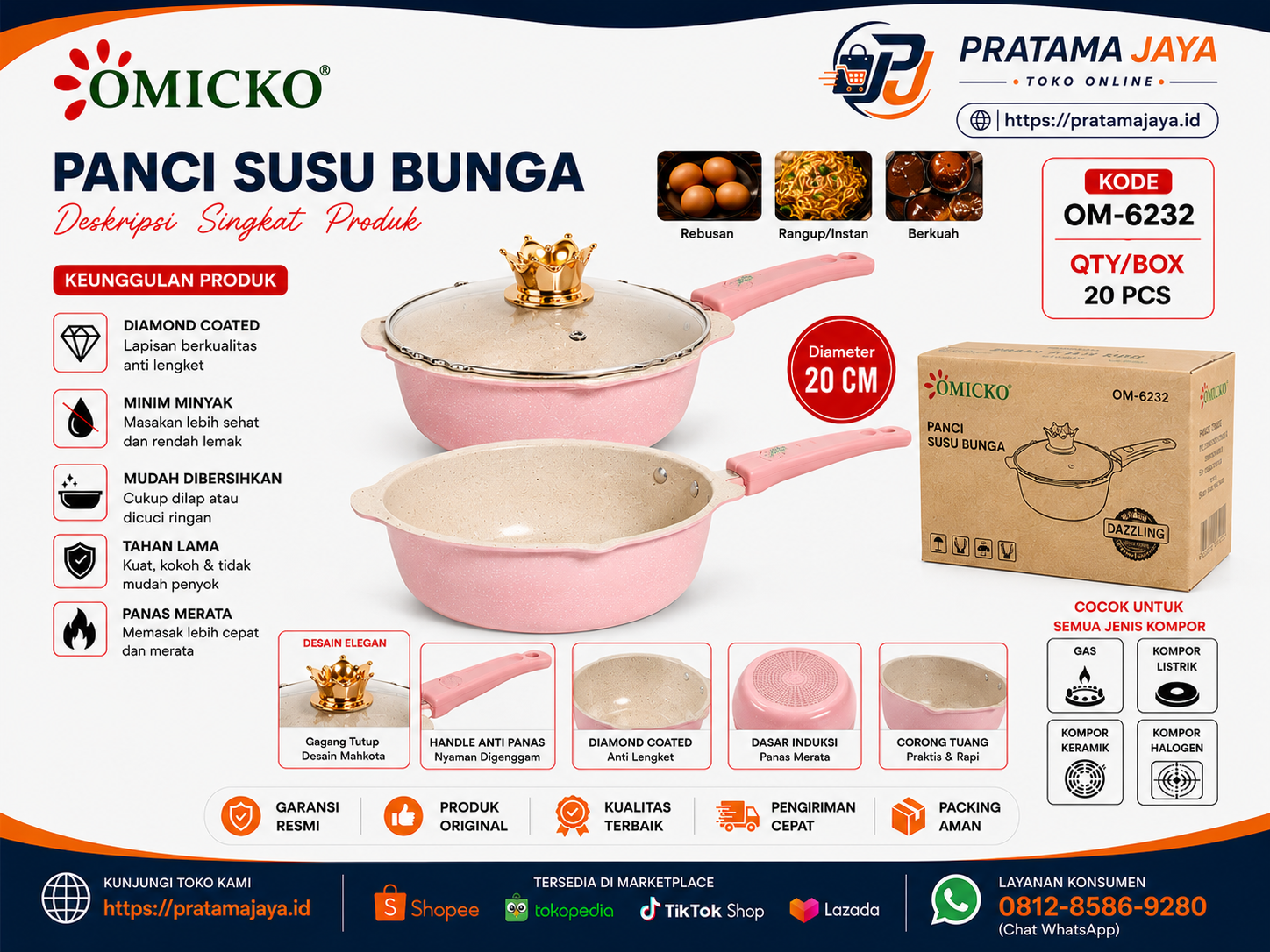 Foto produk Omicko Panci Susu Bunga 20 " OM-6232