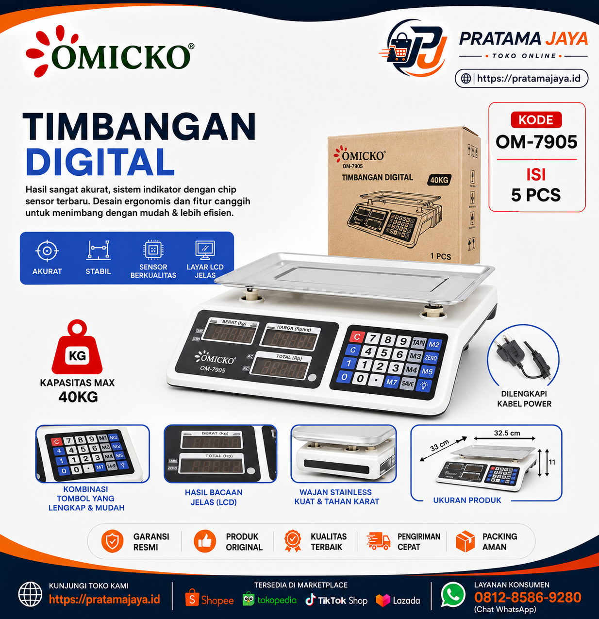 Omicko Timbangan Digital  40 Kg OM-7905