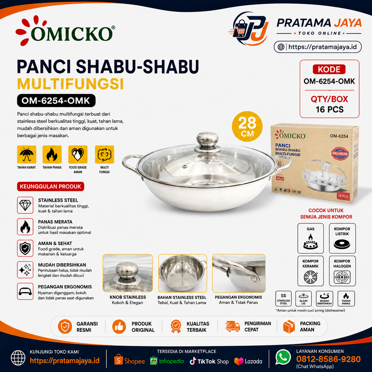 Foto produk Omicko Panci Shabu-Shabu Multifungsi 28 cm OM-6254