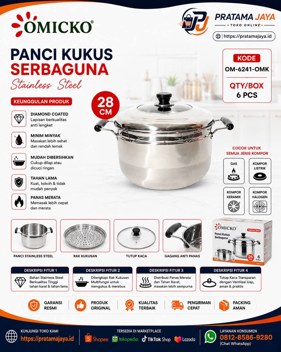 Foto produk Omicko Panci Kukus uk 28" OM-6241