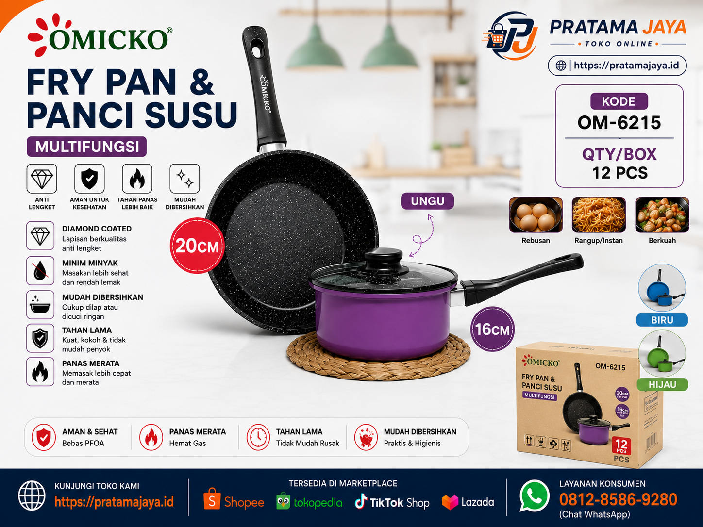 Foto produk Omicko Fry Pan & Panci Susu OM-6215