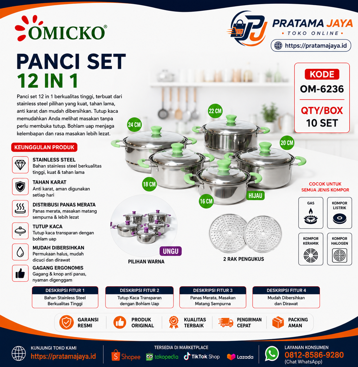 Foto produk Omicko Panci Set 12in1 OM-6236