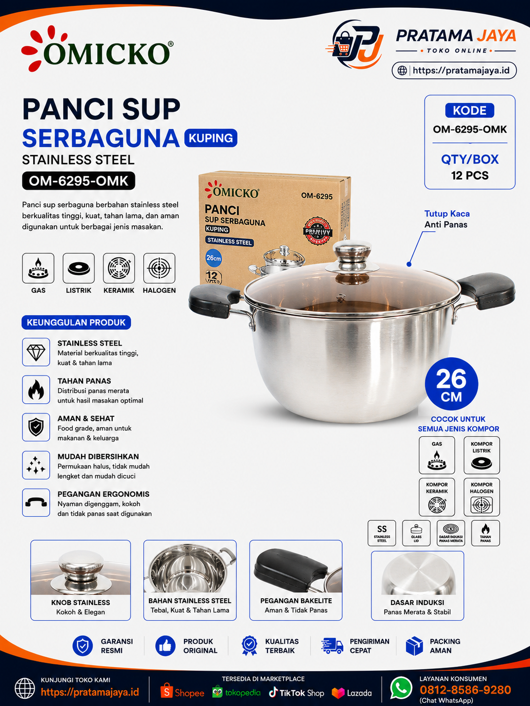 Foto produk Omicko Panci Sup Stainless Kuping OM-6295