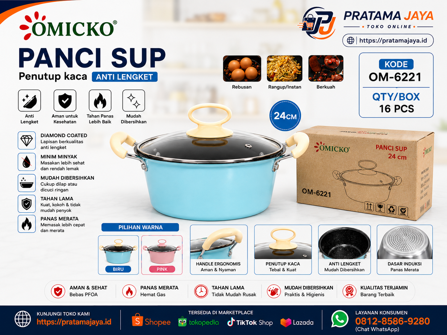 Foto produk Omicko Panci Warna 18" OM-6211