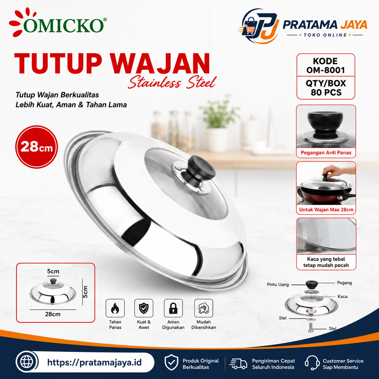 Foto produk Omicko Tutup Wajan 28 Cm OM-8001