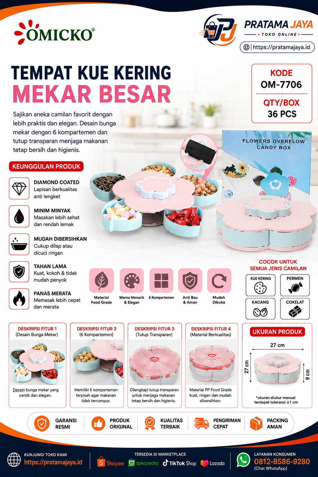 Foto produk Omicko Tempat Kue Bentuk Bunga Besar OM-7706