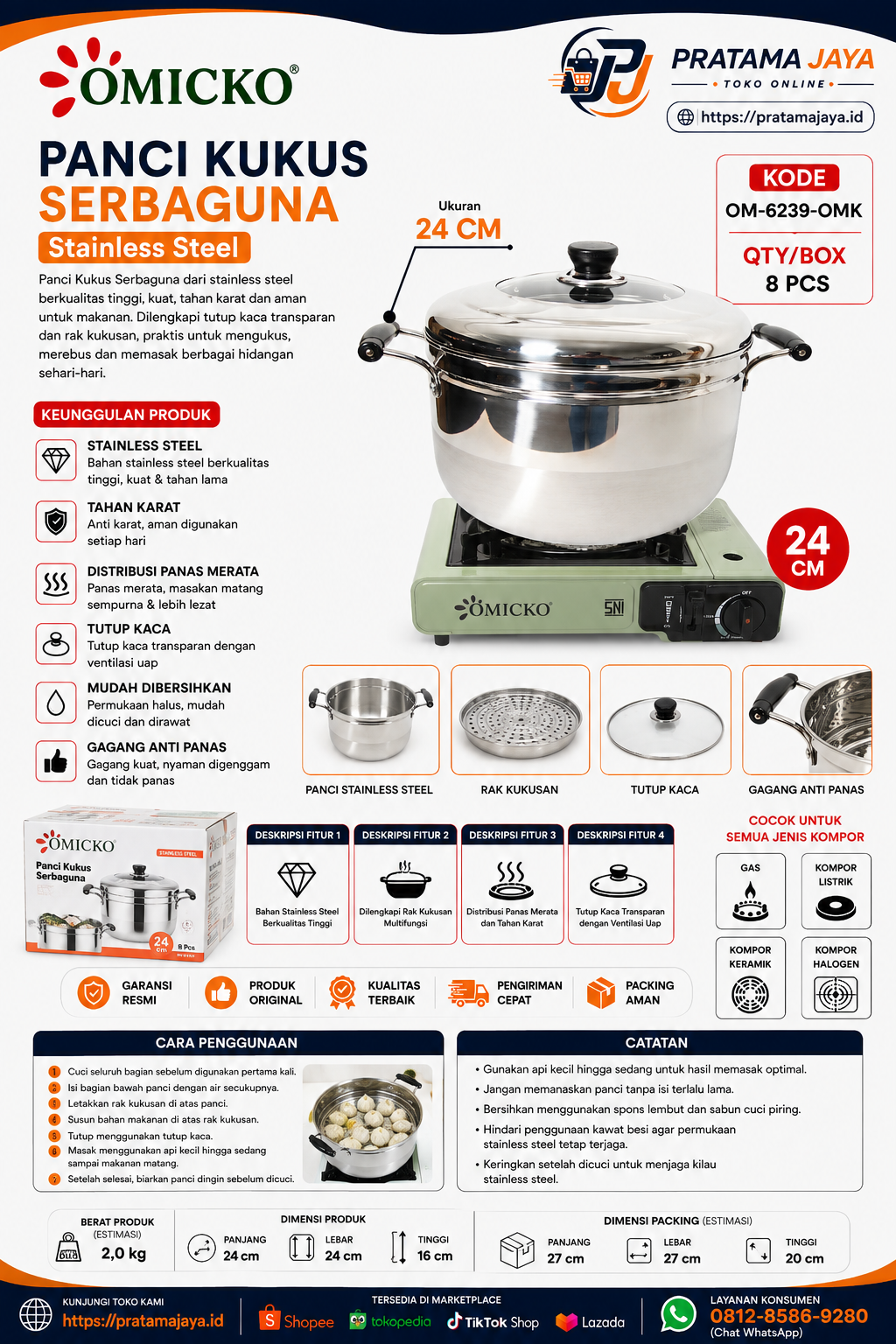 Foto produk Omicko Panci Kukus uk 24" OM-6239