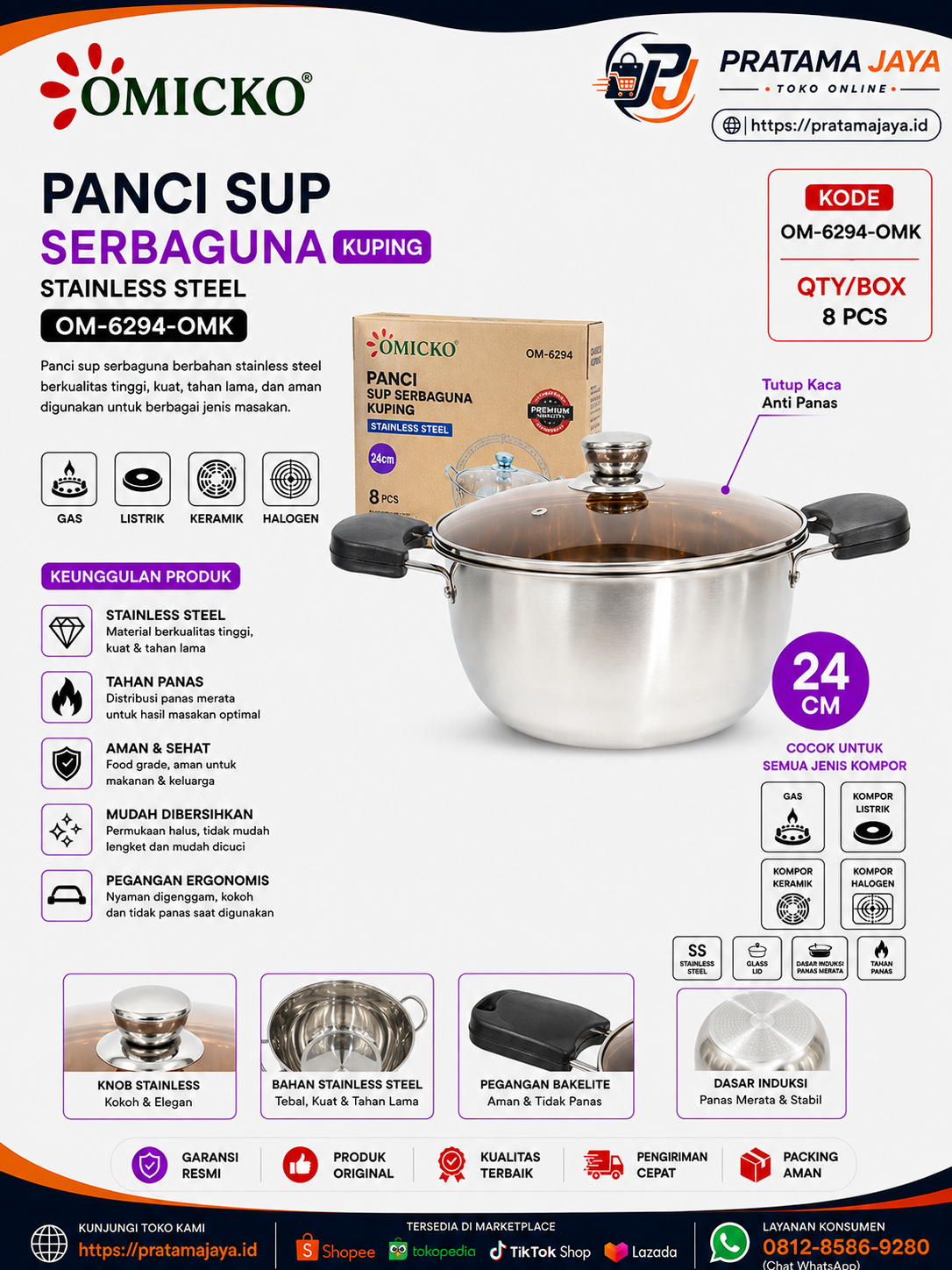 Foto produk Omicko Panci Sup Stainless Kuping OM-6294