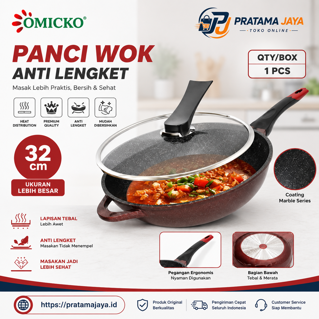 Foto produk Omicko Panci Wok 32 CM
