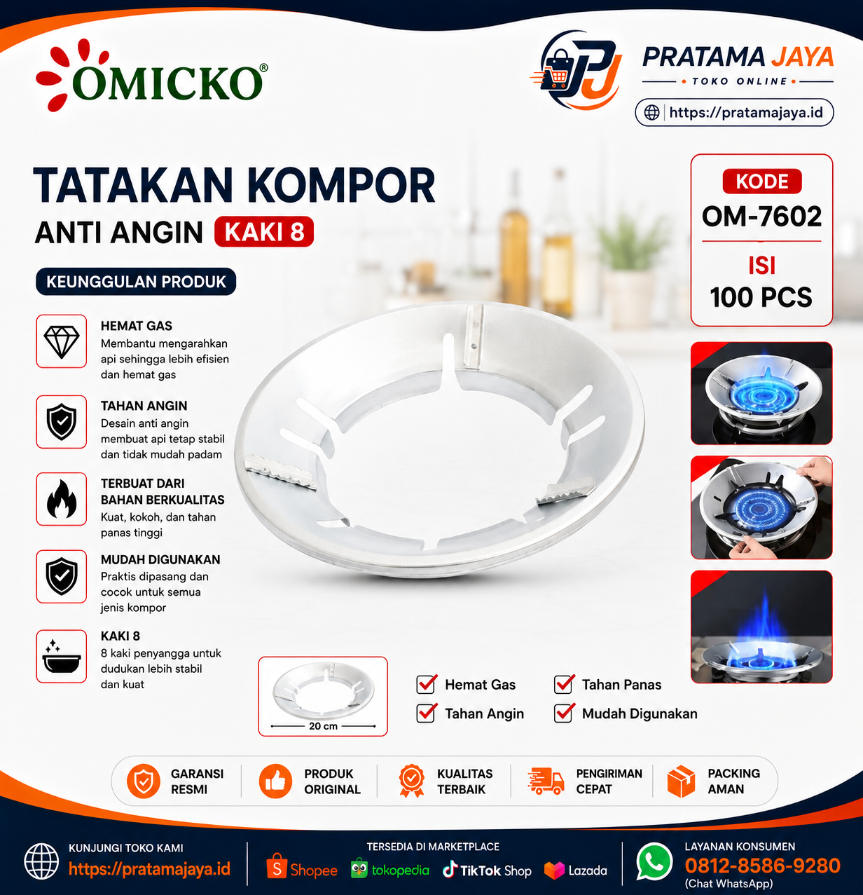 Foto produk Omicko Tatakan Kompor Anti Angin OM-7602